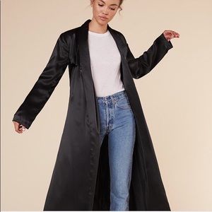 black silk duster coat